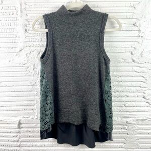 Moth Anthropologie Mockneck Sleeveless Sweater BoHo Forest Fairy Goblin Lace XS